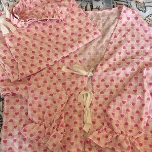 SHEIN Pink Heart Pajama Set